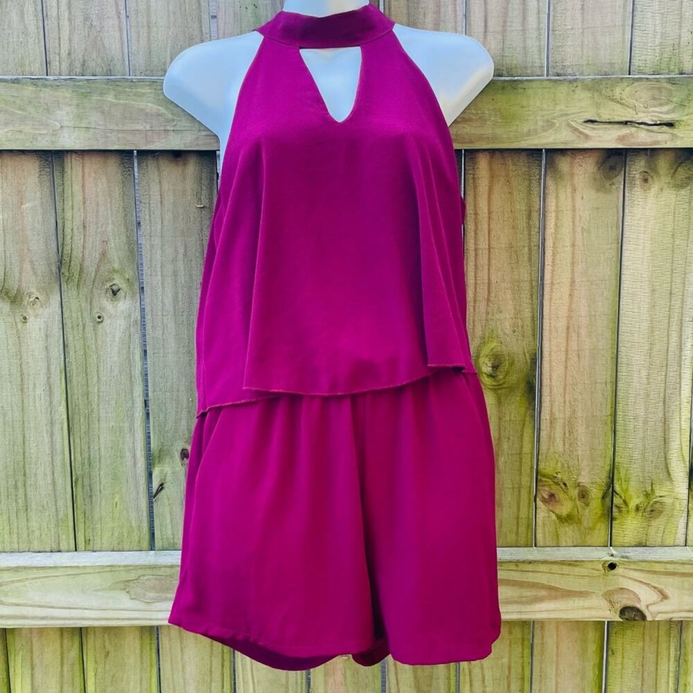 Tyche halter tie back Burgundy sleeveless romper